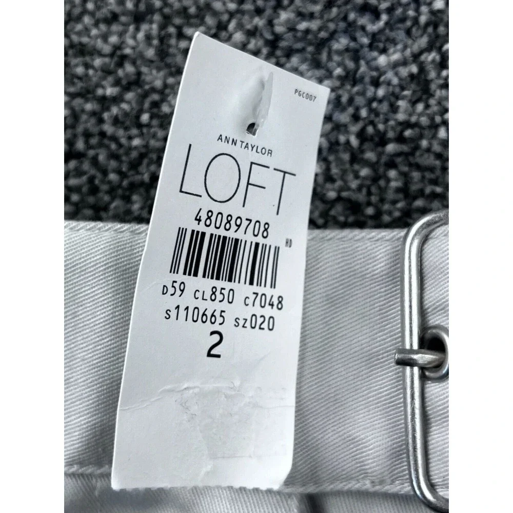 Ann Taylor Loft Womens Stretch Skirt Size 2 Light Gray With Pockets & Belt‎